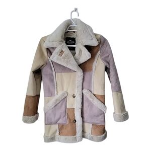 Hollister Pennylane Patchwork Coat Sherpa Lined